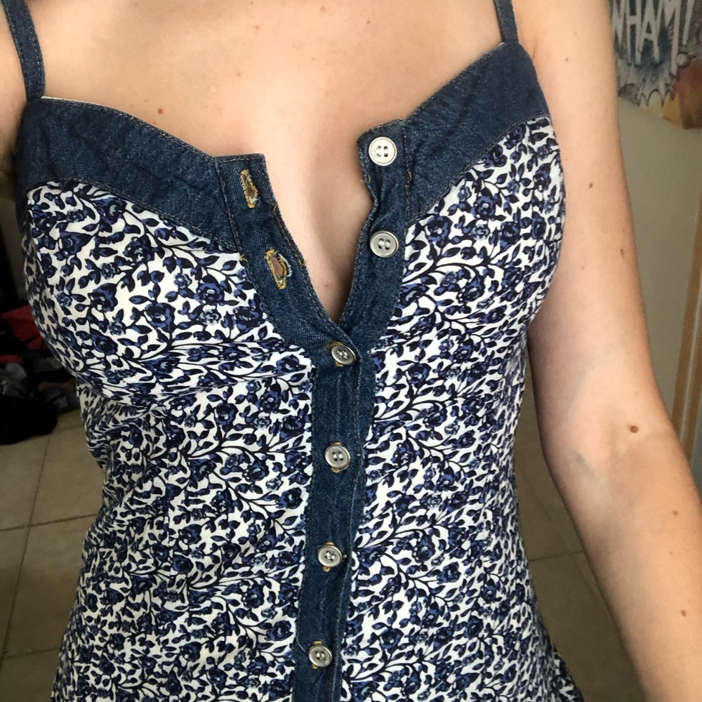 Blue denim floral dress